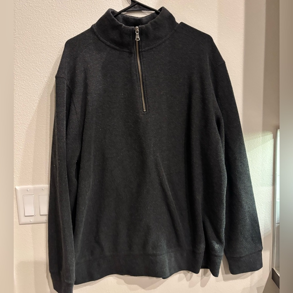 Banana Republic Men's Charcoal pullover quarter Zip-Up Sweater